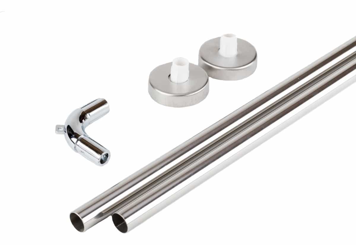 SET TUBO CROMADO ANGULAR LISO C/CODO +